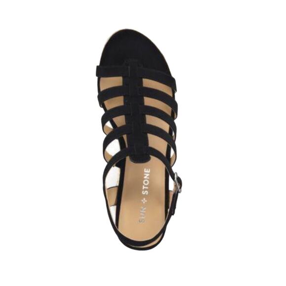 Sun + Stone Women’s Wesleyy Wedge Espadrille Sandals Black Size 6 1/2 - Picture 4 of 5
